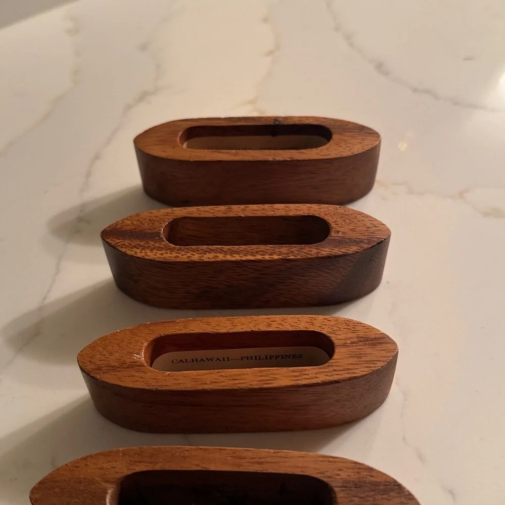 Vintage Wooden Napkin Rings Set of 6